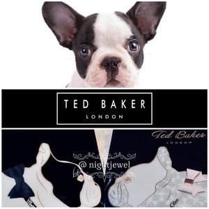 RARE💗💗TED BAKER Alyacon icon adorable pink bow Frenchie Dog vinyl pvc tote bag